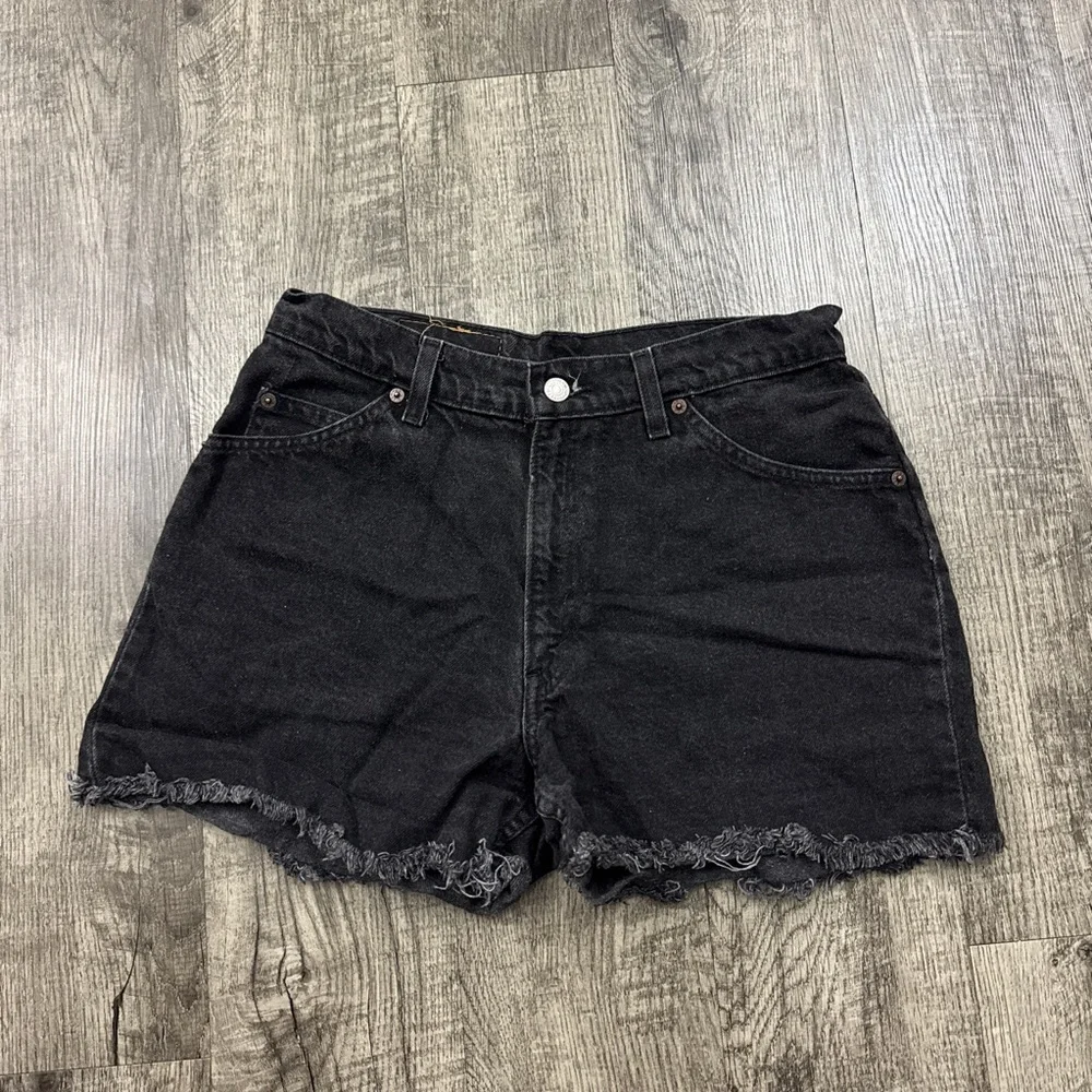 Vintage Levi’s 967 Black Cutoff Denim Orange Tab Shorts Relaxed Fit